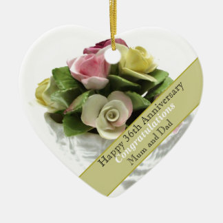 36th Wedding Anniversary bone china editable Ceramic Tree Decoration