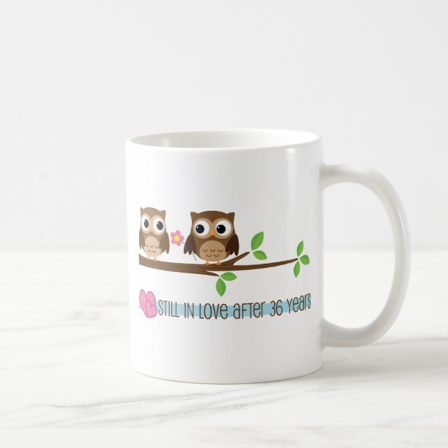 36th Wedding Anniversary Owls Coffee Mug (Right)