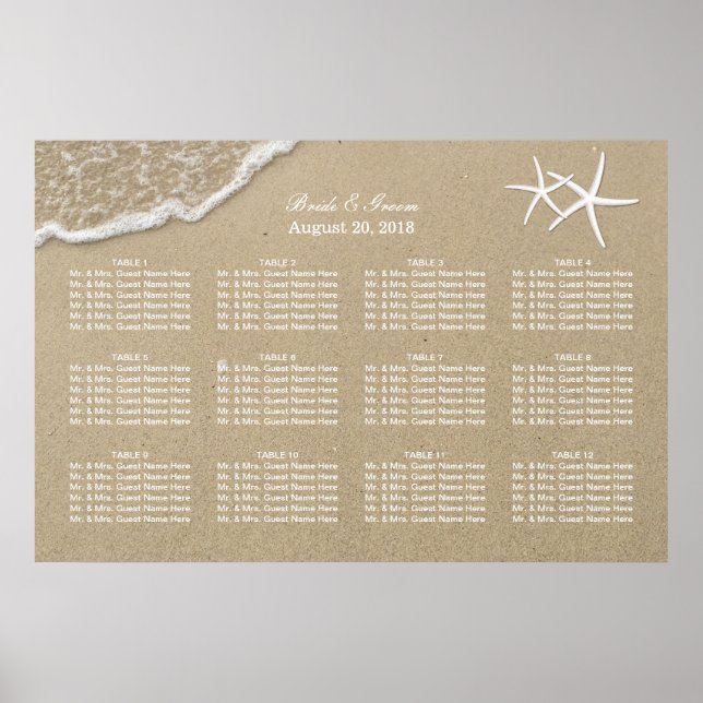 36x24 Beach Wedding Seating Chart (Front)