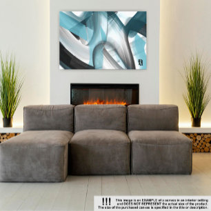 36x24" Trend Abstract Art Canvas Black White Blue Print