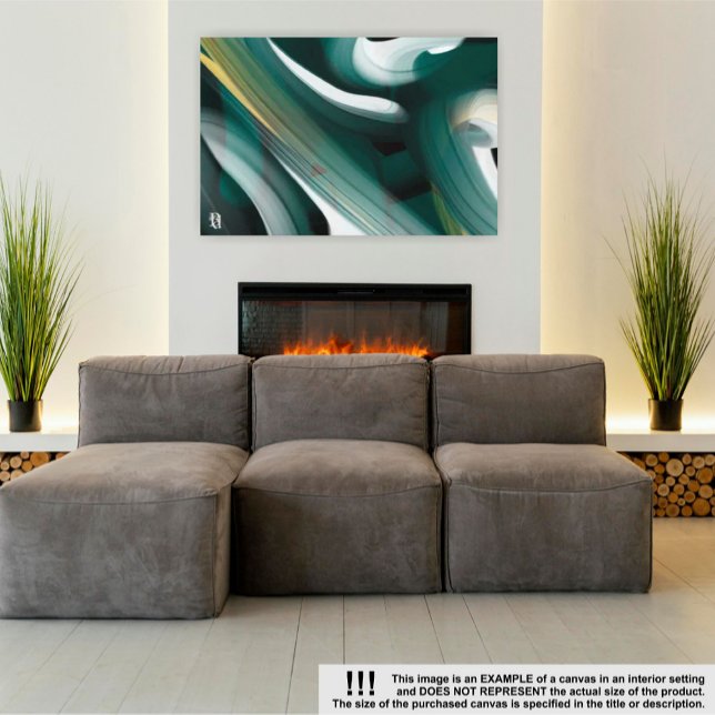 36x24" Trend Abstract Art Canvas Black White Green (Creator Uploaded)