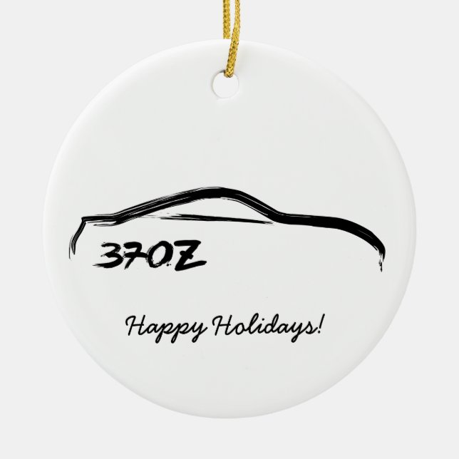 370Z Black Brushstroke Ceramic Tree Decoration (Front)
