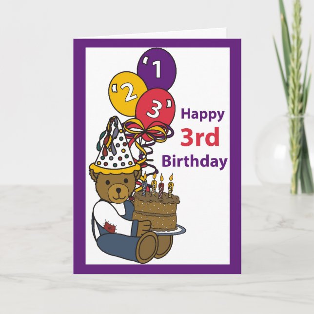 3752 Happy 3rd Birthday Bear Card (Front)