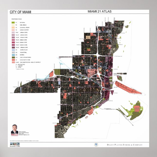 37" x 36" Miami 21 Zoning Code Atlas Poster Matte (Front)