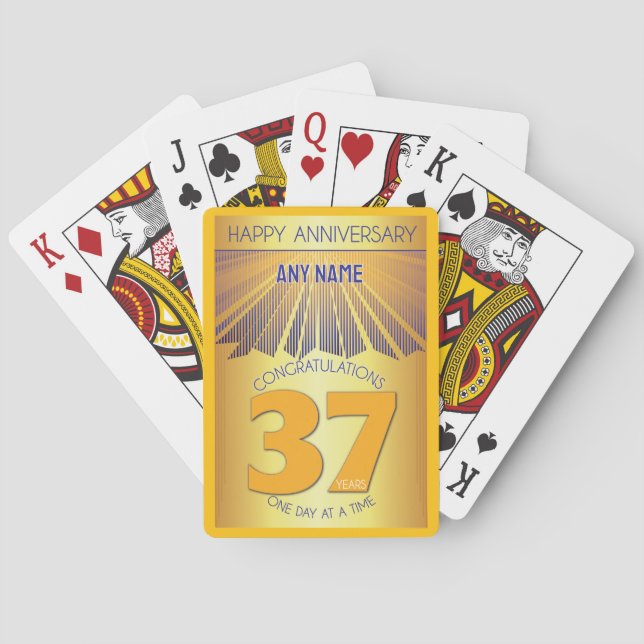 37 Year | Golden Ray 12 Step CUSTOM NAME Playing Cards (Back)