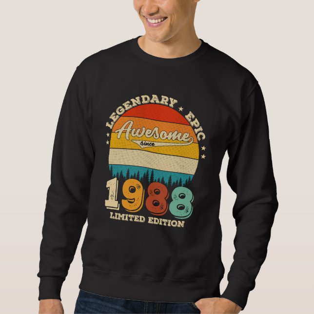 37 Year Old 1988 Retro Awesome 37th Birthday Gift Sweatshirt (Front)