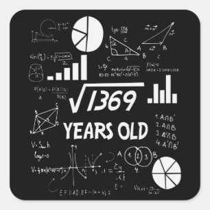 37 Year Old Bday Math Teacher 37th Birthday Gift Square Sticker
