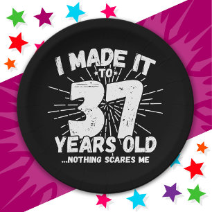 37 Year Old Sarcastic Meme Funny 37th Birthday Paper Plate