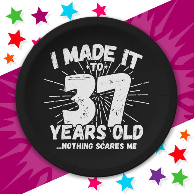 37 Year Old Sarcastic Meme Funny 37th Birthday Paper Plate (Creator Uploaded)