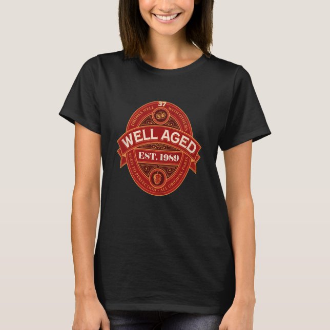 37 Years Beer Well Aged Est 1989 37th Birthday Bee T-Shirt (Front)