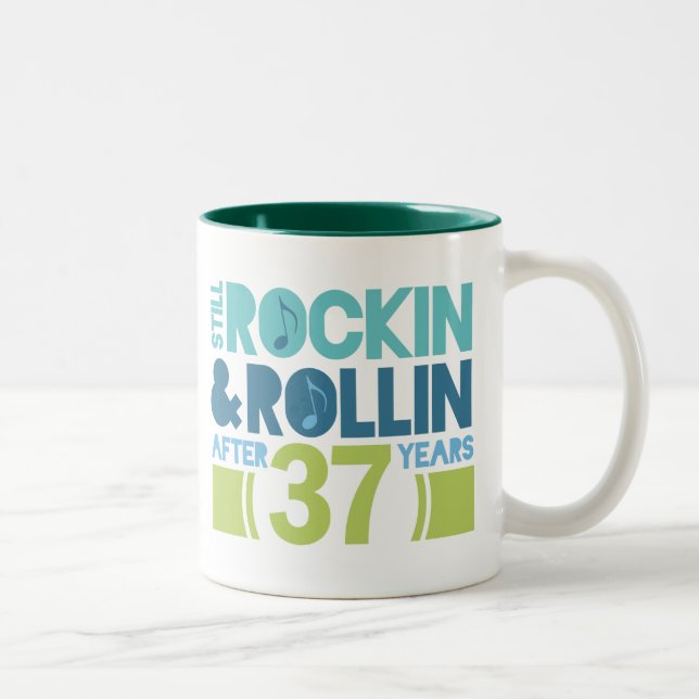 37th Anniversary Wedding Gift Two-Tone Coffee Mug (Right)