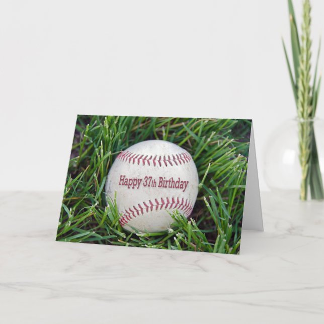 37th birthday baseball in grass card (Front)