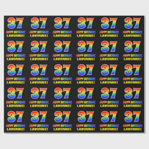 37th Birthday: Bold, Fun, Simple, Rainbow 37 Wrapping Paper