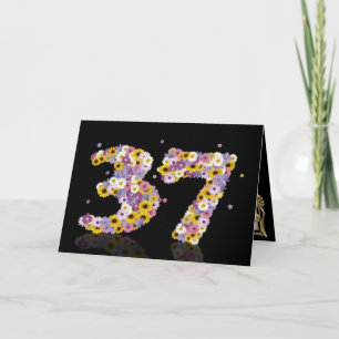 37th birthday card with flowery letters