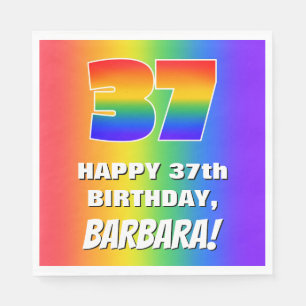 37th Birthday: Colorful, Fun Rainbow Pattern # 37 Napkin