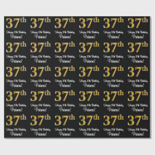 37th Birthday: Elegant Luxurious Faux Gold Look # Wrapping Paper