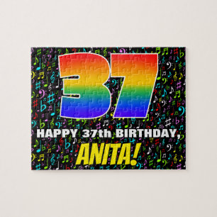 37th Birthday — Fun, Colourful Music Symbols & “37 Jigsaw Puzzle