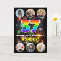 37th Birthday: Fun Rainbow #, Custom Name & Photos