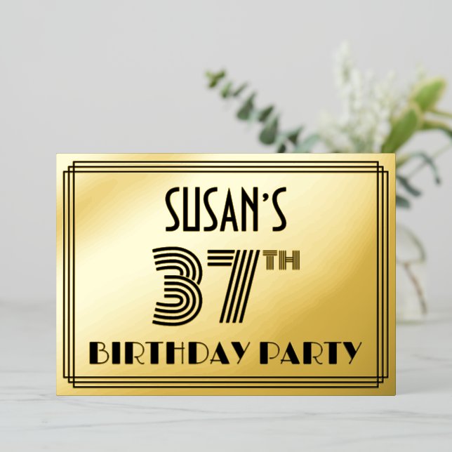 37th Birthday Party — Art Deco Style “37” & Name (Standing Front)