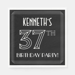 37th Birthday Party: Art Deco Style + Custom Name Napkin