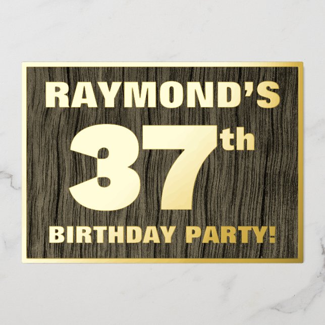37th Birthday Party: Bold, Faux Wood Grain Pattern (Front)