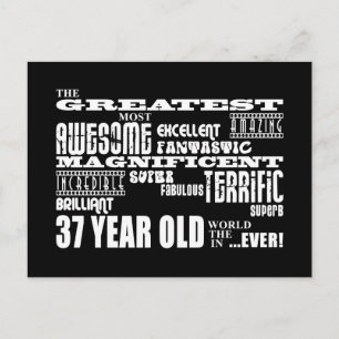 37th Birthday Party Greatest Thirty Seven Year Old Invitation Postcard