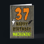 37th Birthday: Spooky Halloween Theme, Custom Name Card<br><div class="desc">The front of this spooky and scary Halloween birthday themed greeting card design features a large number "37". It also features the message "HAPPY BIRTHDAY, ", plus a custom name. There are also depictions of a ghost and a bat on the front. The inside features an editable birthday greeting message,...</div>