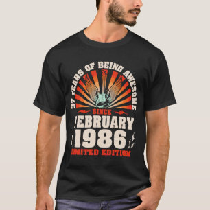 37th Birthday Vintage Guitarist Music February 19 T-Shirt