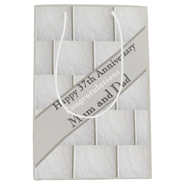 37th Wedding Anniversary Alabaster, editable  Medium Gift Bag (Front)