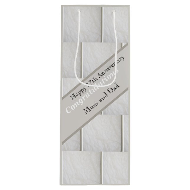 37th Wedding Anniversary Alabaster, editable  Wine Gift Bag (Front)