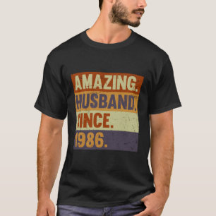 37Th Wedding Anniversary For Him Cotton Husband 19 T-Shirt