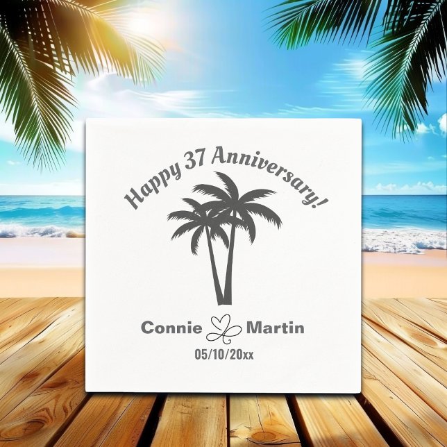 37th Wedding Anniversary Palm Trees Napkin (Creator Uploaded)