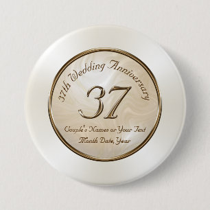 37th Wedding Anniversary Pins, Personalised 7.5 Cm Round Badge