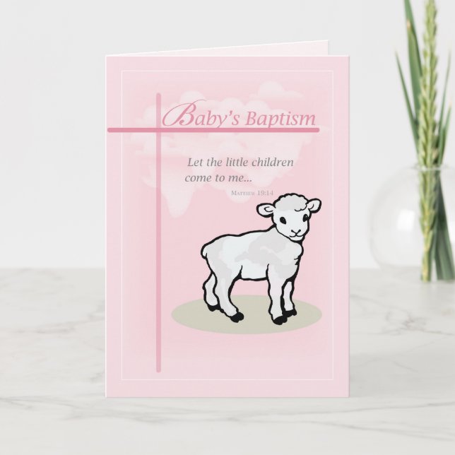 3834 Baptism Girl Lamb Card (Front)