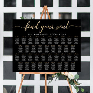 38 Tables Find Your Seat Black Seating Chart Plan