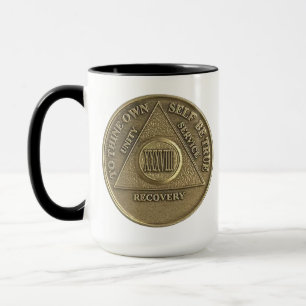 38 Year CUSTOM NAME Anniversary Medallion Coin Mug