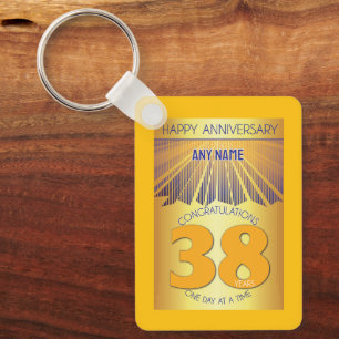 38 Year Golden Ray 12 Step CUSTOM NAME Key Ring