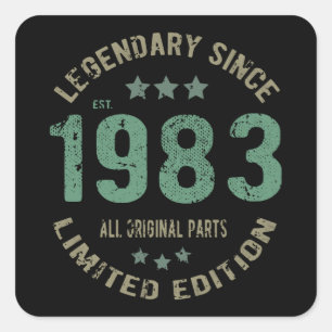 38 Year Old Bday 1983 Legend Since 38th Birthday Square Sticker