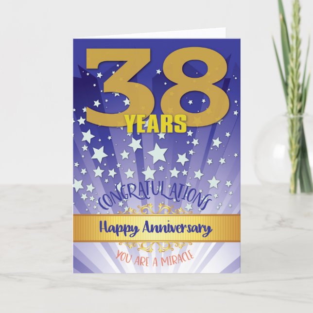 38 Year Recovery Anniversary Bold Numeral Card (Front)