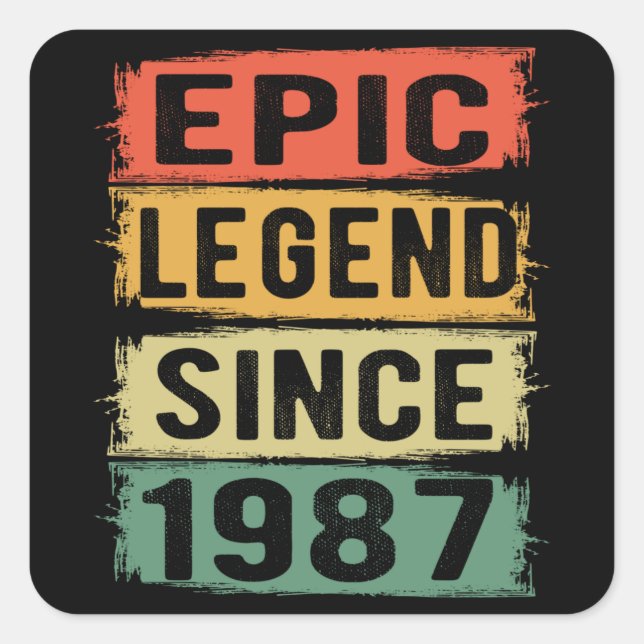 38 Years Old Bday 1987 Epic Legend 38th Birthday Square Sticker (Front)