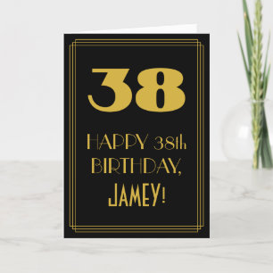 38th Birthday ~ Art Deco Inspired Look "38" & Name Card