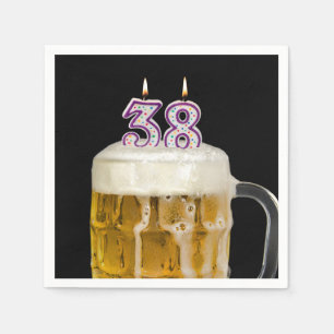 38th Birthday Beer on black Napkin