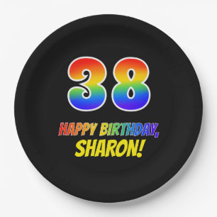 38th Birthday: Bold, Fun, Simple, Rainbow 38 Paper Plate