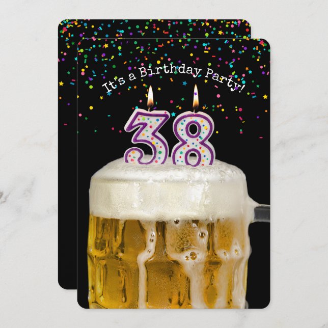 38th Birthday Candle Party Invitation (Front/Back)