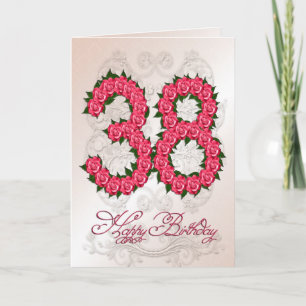 38th birthday card with roses and leaves