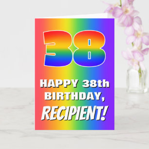38th Birthday: Colorful, Fun Rainbow Pattern # 38 Card