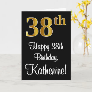 38th Birthday ~ Elegant Luxurious Faux Gold Look # Card
