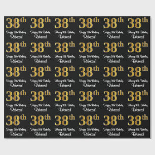 38th Birthday: Elegant Luxurious Faux Gold Look # Wrapping Paper