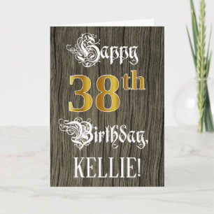 38th Birthday: Faux Gold Look + Faux Wood Pattern Card