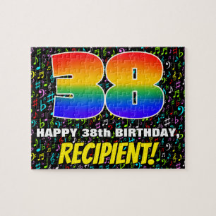 38th Birthday — Fun, Colourful Music Symbols & “38 Jigsaw Puzzle